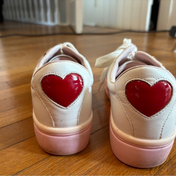 Women’s White and Pink Heart Sneakers - Picture 5 of 9